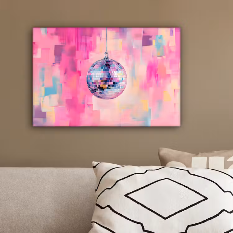 Discobal - Pink - Verf canvas 2cm klein -sfeer3