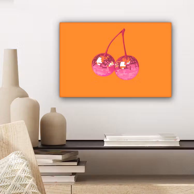 Discoballen - Kers - Spiegels - Roze canvas 2cm klein -sfeer6
