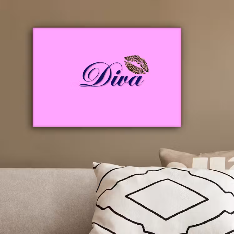 Diva - Lip - Panterprint - Roze canvas 2cm klein -sfeer3