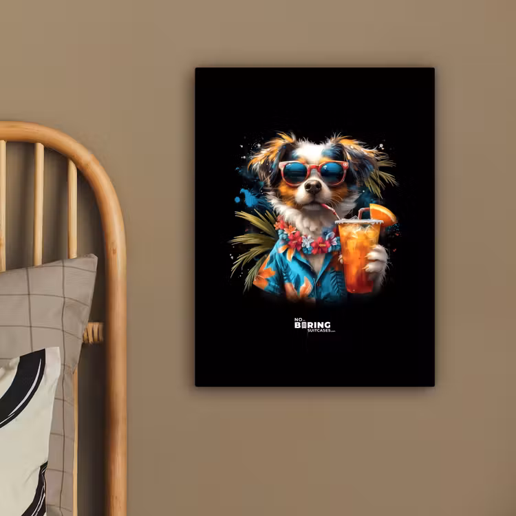 Hond in tropische sferen canvas 2cm klein -sfeer3