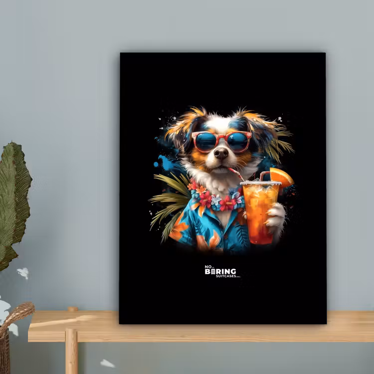 Hond in tropische sferen canvas 2cm klein -sfeer4