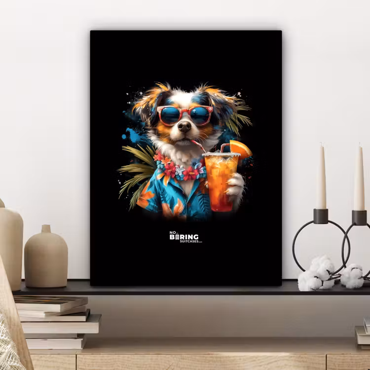 Hond in tropische sferen canvas 2cm klein -sfeer6
