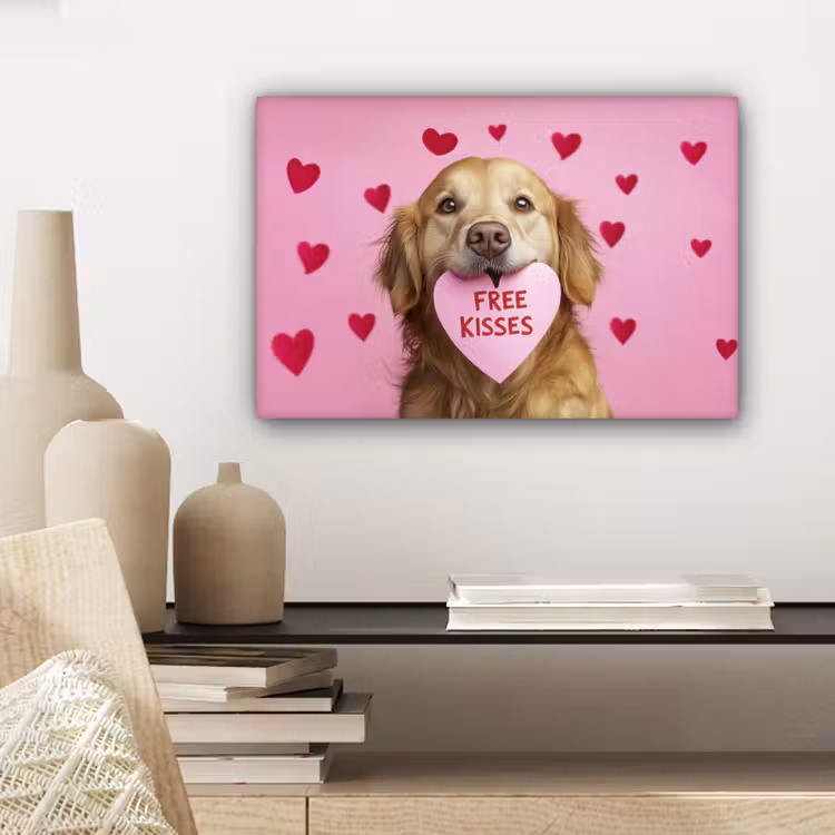 Hond - Kiss- Valentijn - Hartjes canvas 2cm klein -sfeer6
