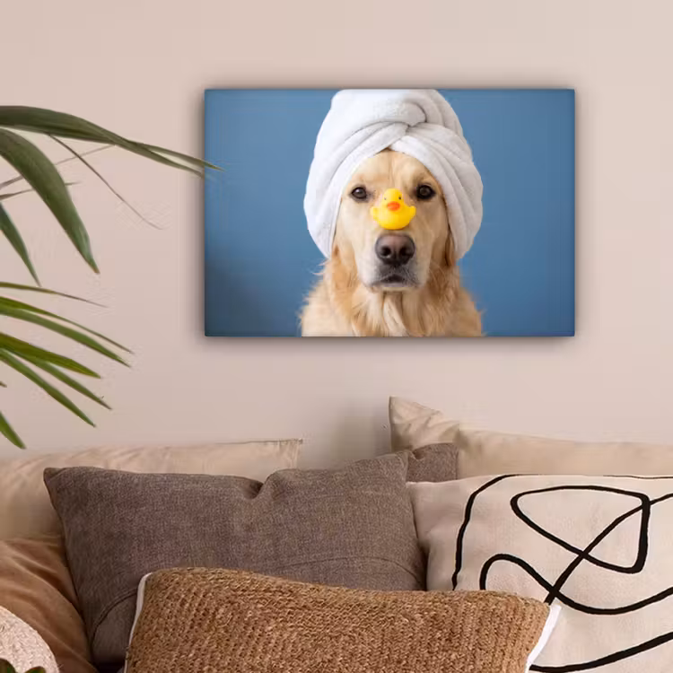 Hond - Badeend - Geel canvas 2cm klein -sfeer1