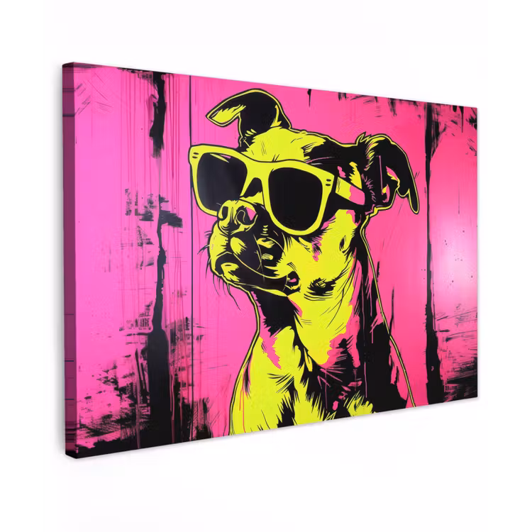 Hond - Zonnebril - Roze - Art canvas 2cm klein -z3d