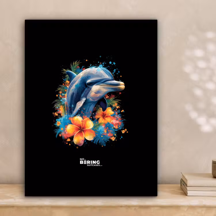Dolfijn te midden van graffiti bloemen canvas 2cm klein -sfeer1