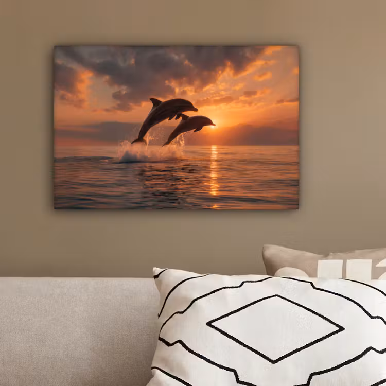 Dolfijnen - Zee - Realistisch canvas 2cm klein -sfeer3