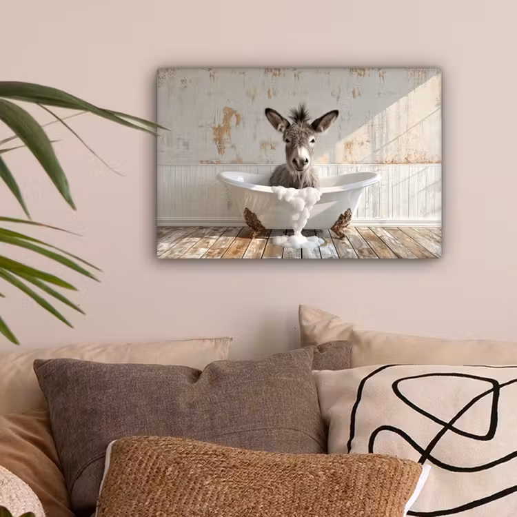 Ezel - Dieren - Badkuip - Schuim canvas 2cm klein -sfeer1