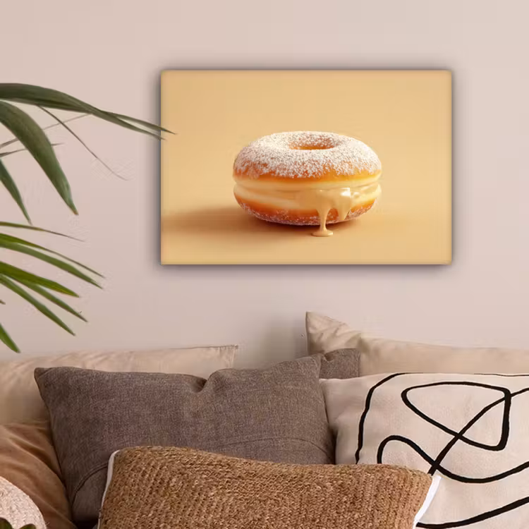 Donut - Romig - Poedersuiker - Beige canvas 2cm klein -sfeer1