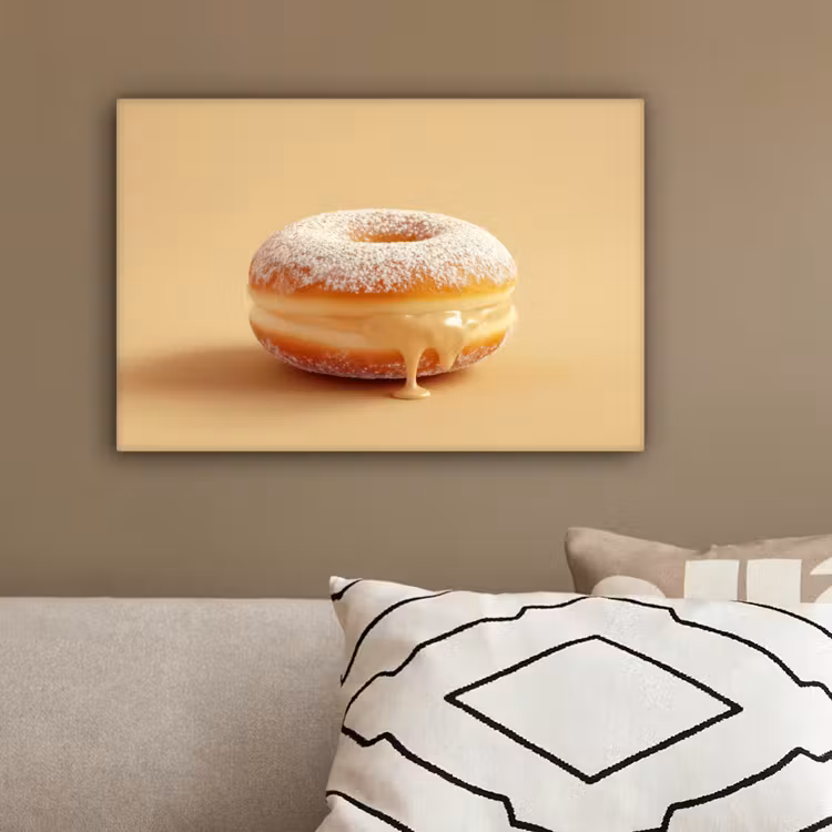 Donut - Romig - Poedersuiker - Beige canvas 2cm klein -sfeer3