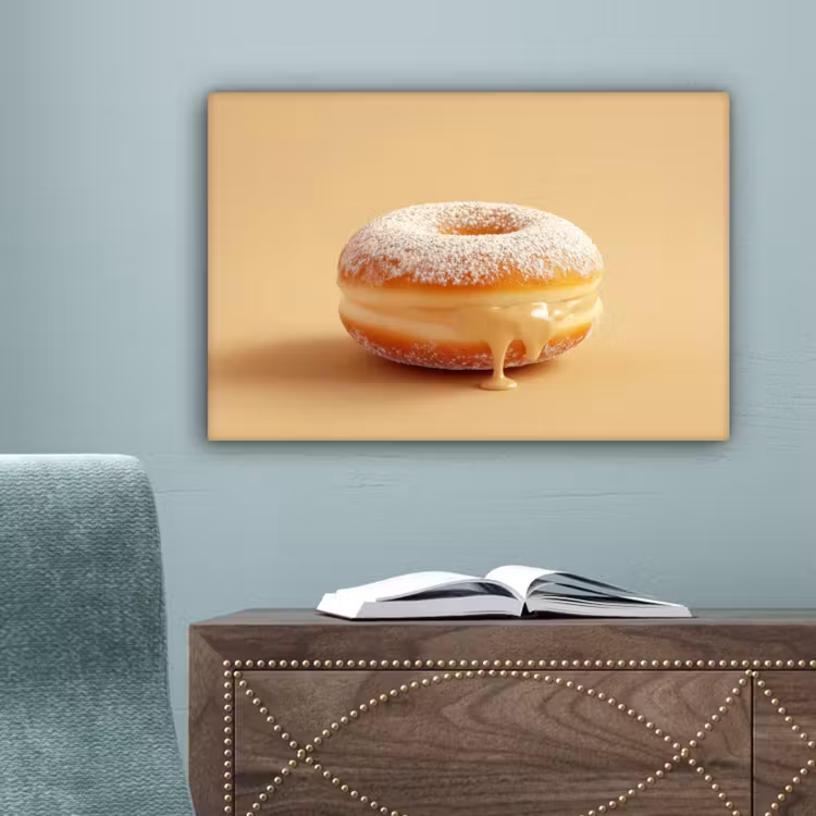 Donut - Romig - Poedersuiker - Beige canvas 2cm klein -sfeer4