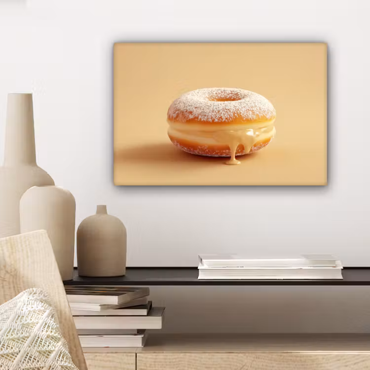 Donut - Romig - Poedersuiker - Beige canvas 2cm klein -sfeer6