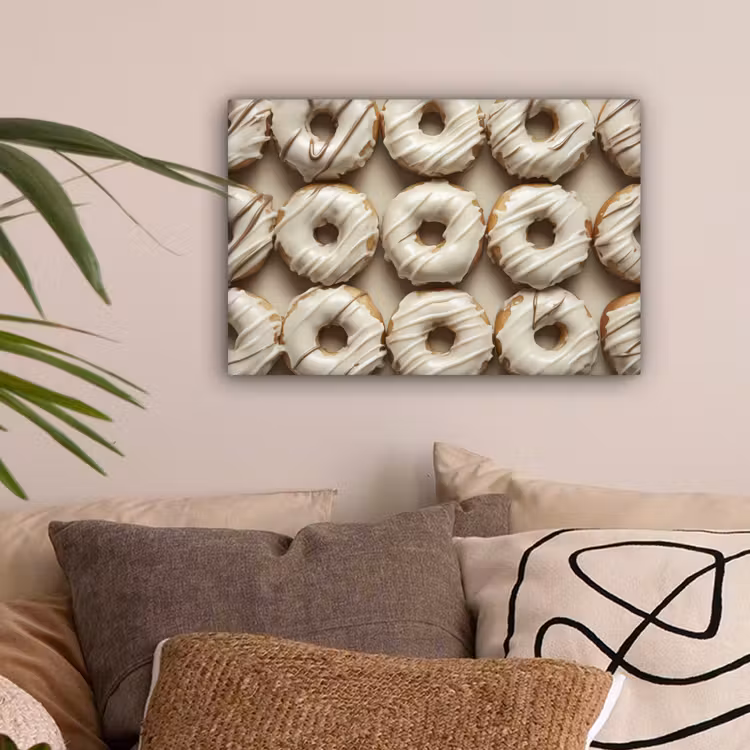 Donuts - Chocolade - Wit - Beige canvas 2cm klein -sfeer1