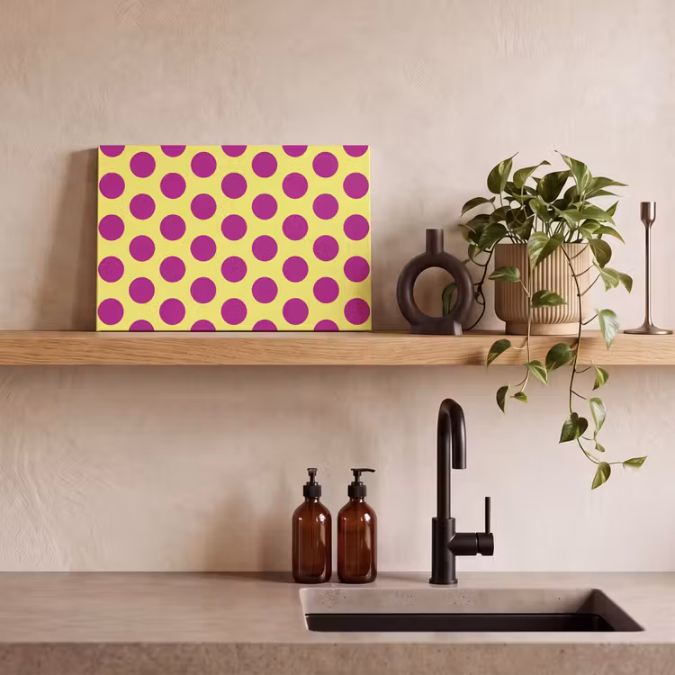 Dots - Klassiek - Geel canvas 2cm klein 34 -sfeer3