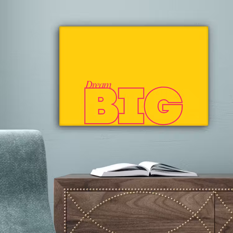 Dream big - Geel - Grafisch canvas 2cm klein -sfeer4