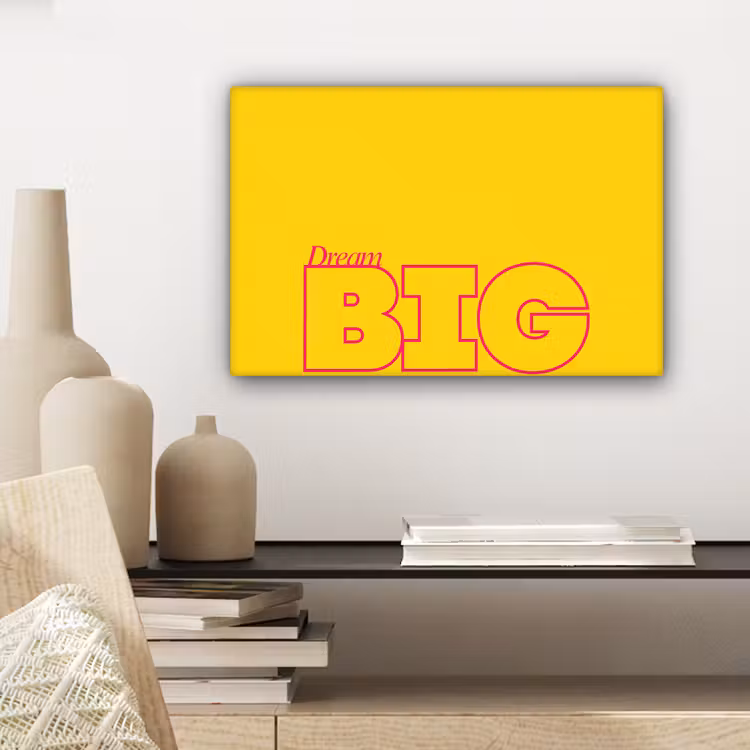 Dream big - Geel - Grafisch canvas 2cm klein -sfeer6