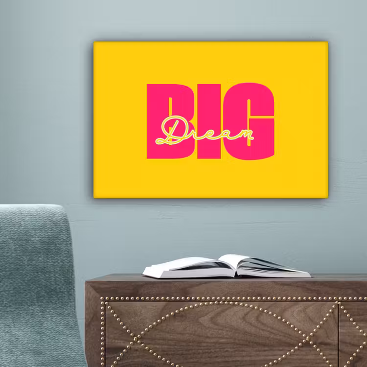 Dream big - Geel - Roze canvas 2cm klein -sfeer4