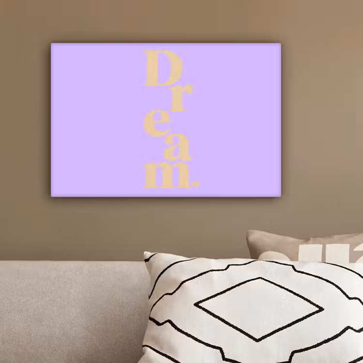 Dream - Paars - Typografisch canvas 2cm klein -sfeer3