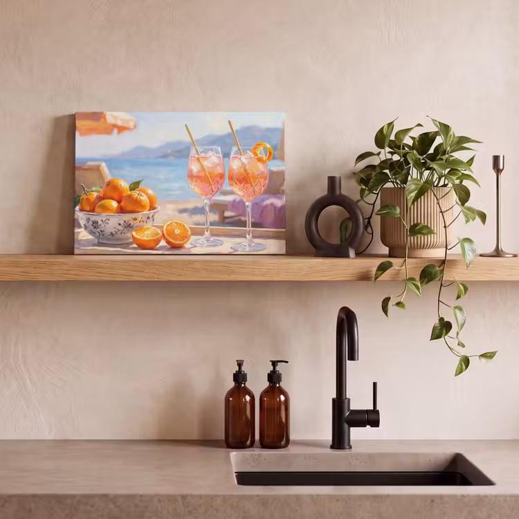 Drank - Glazen - Strand - Zomer - Oranje canvas 2cm klein -sfeer3