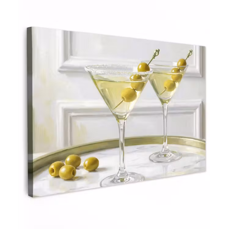 Drank - Martini - Olijven - Modern - Wit canvas 2cm klein -z3d