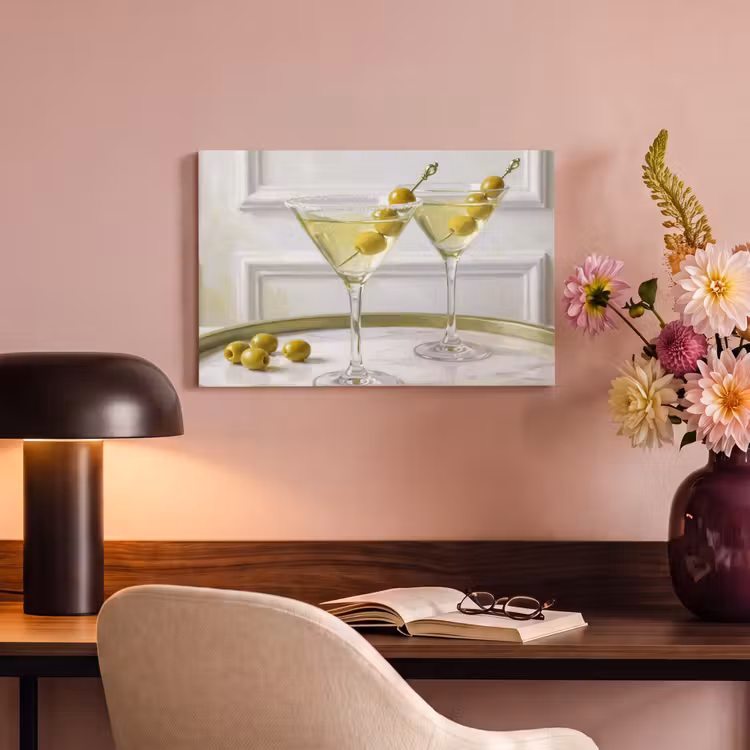 Drank - Martini - Olijven - Modern - Wit canvas 2cm klein -sfeer4
