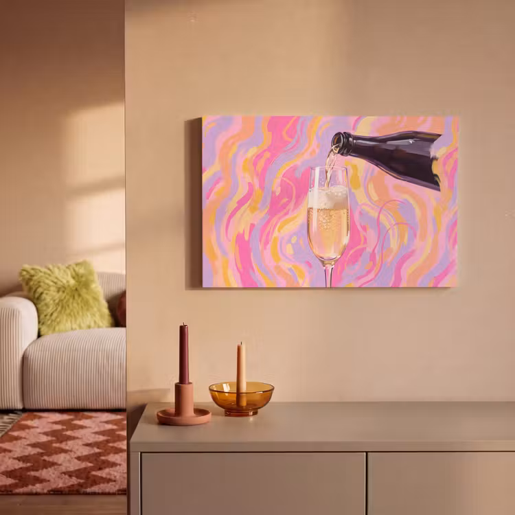 Drank - Inschenken - Feest - Abstract - Roze canvas 2cm klein -sfeer1