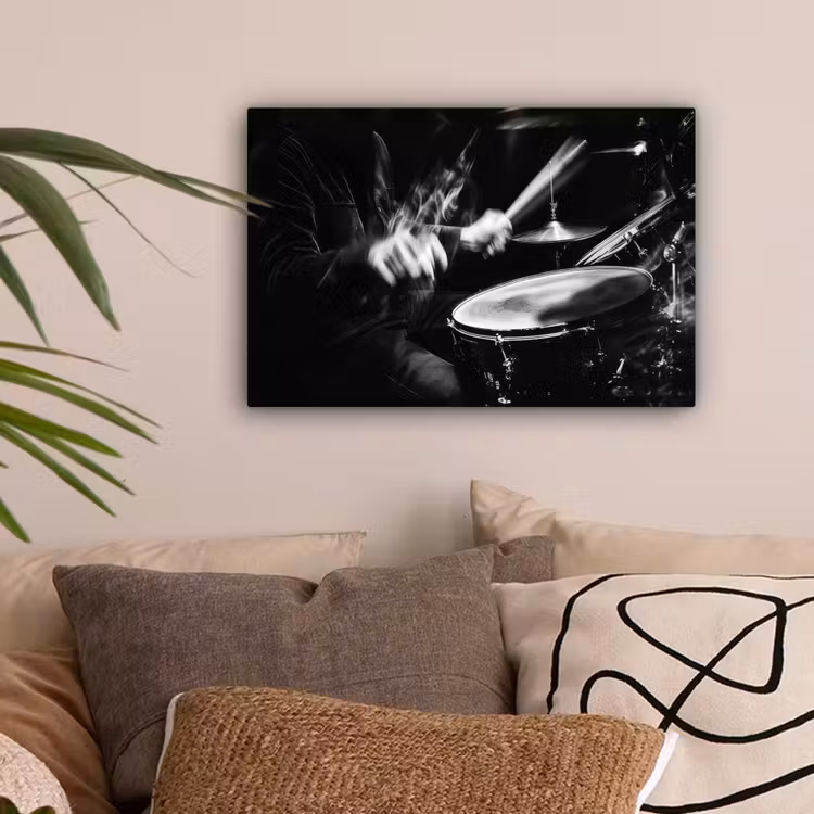 Drummer - Zwart - Drumstel canvas 2cm klein -sfeer1