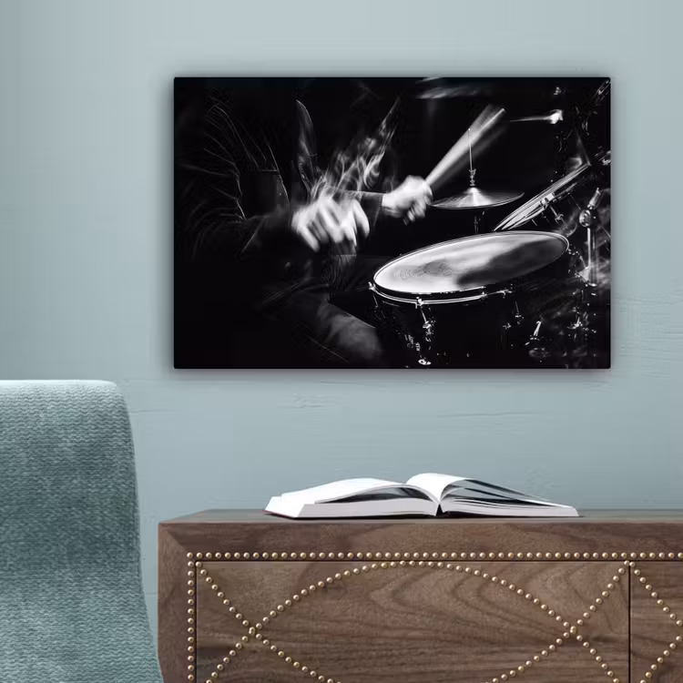 Drummer - Zwart - Drumstel canvas 2cm klein -sfeer4