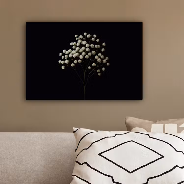 Gipskruid - Bloemetjes - Wit - Minimalistisch canvas 2cm klein -sfeer3