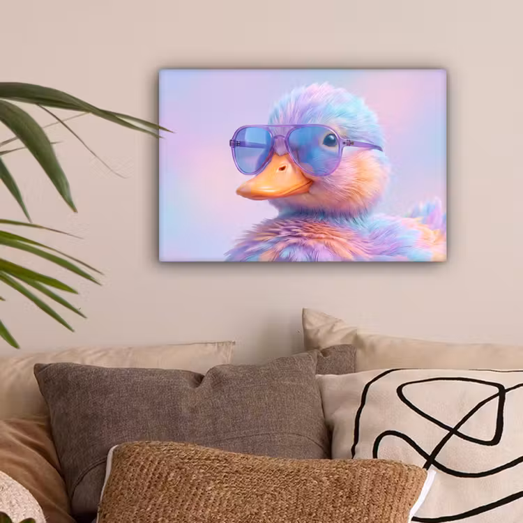 Eend - bril - Pastel canvas 2cm klein -sfeer1