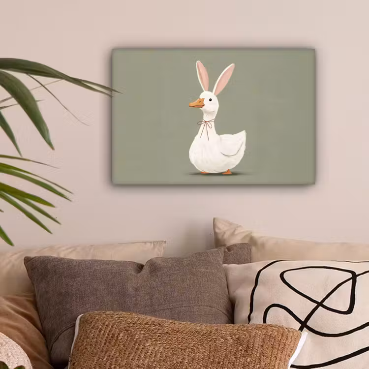 Eend - Konijnoren - Grijs canvas 2cm klein -sfeer1
