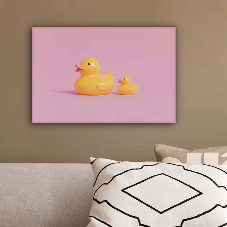 Eendjes - Vrolijk - Roze canvas 2cm klein -sfeer3