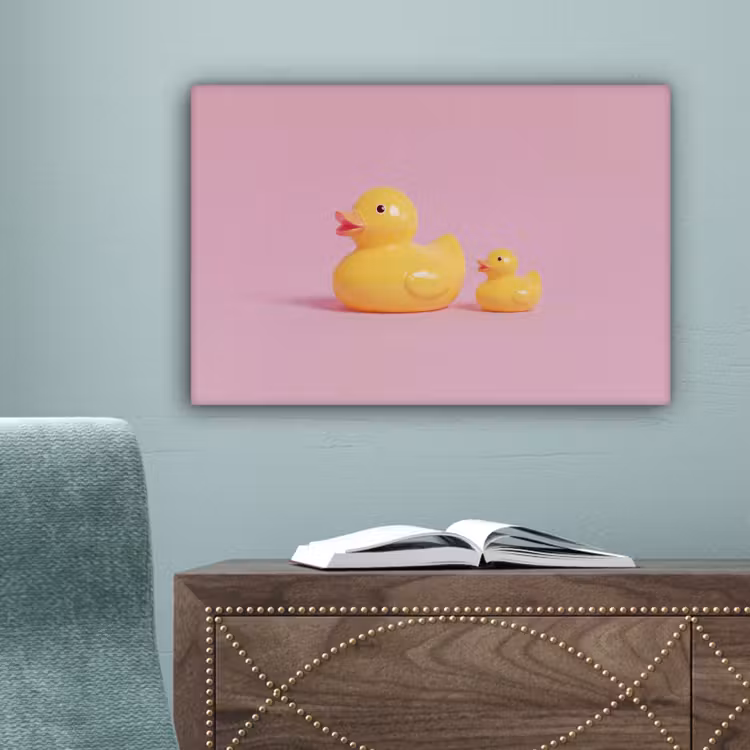 Eendjes - Vrolijk - Roze canvas 2cm klein -sfeer4
