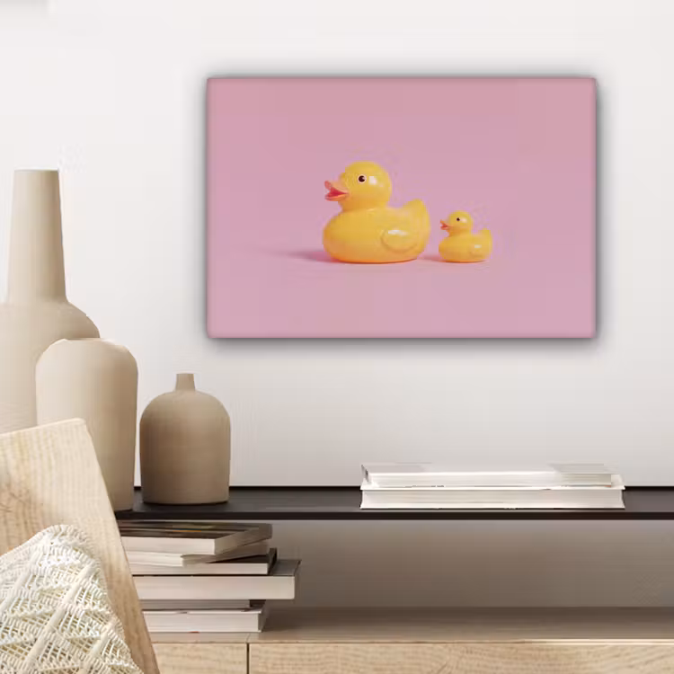 Eendjes - Vrolijk - Roze canvas 2cm klein -sfeer6