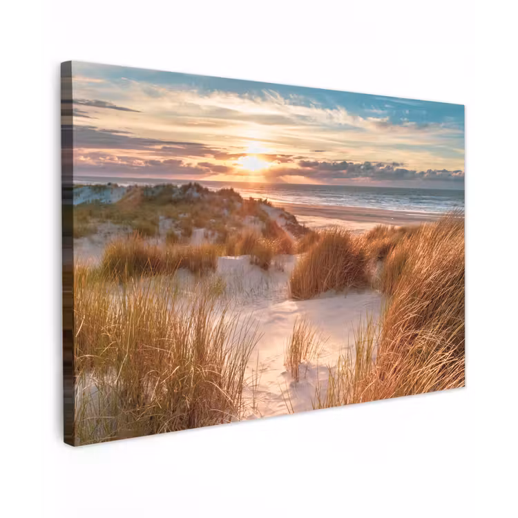 Duin - Planten - Zonsondergang - Strand - Zee canvas 2cm klein -z3d