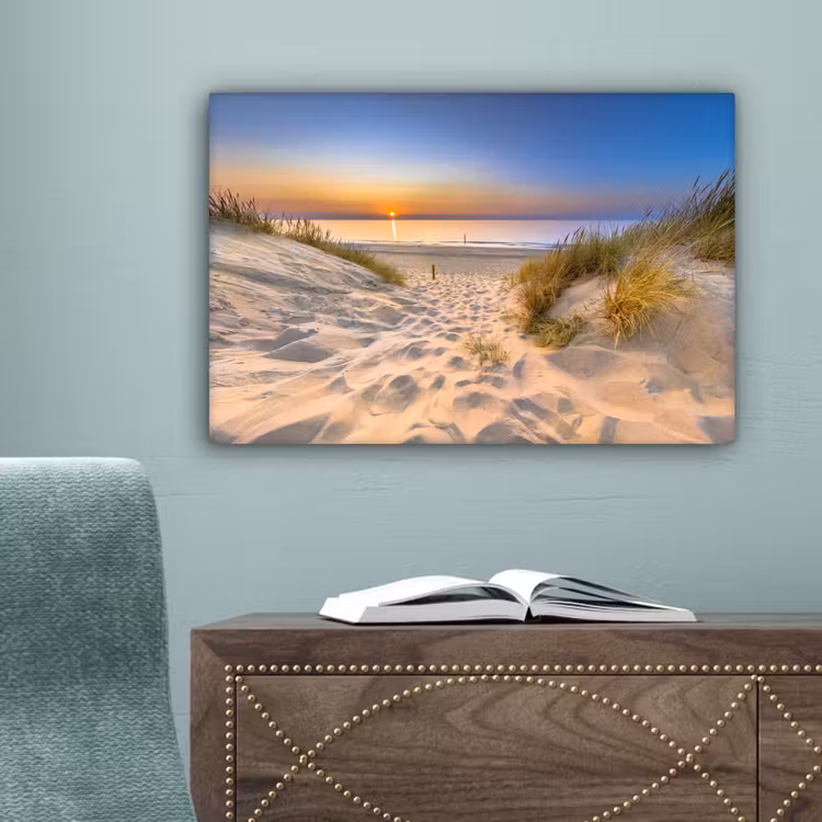 Duin - Zonsondergang - Horizon - Strand - Gras canvas 2cm klein -sfeer4