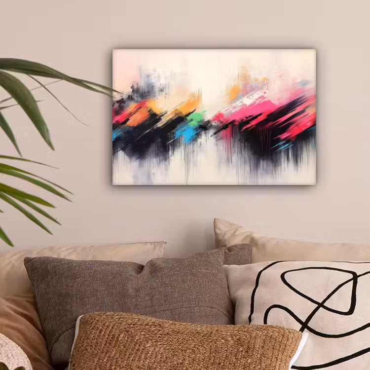 Dynamisch - Abstract - Kleurrijk - Zwart canvas 2cm klein -sfeer1
