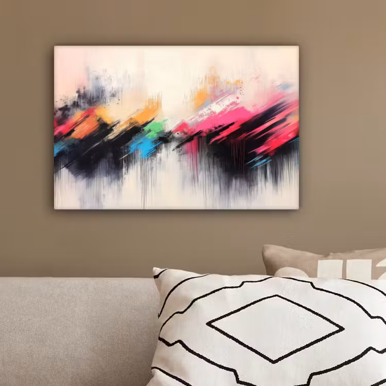 Dynamisch - Abstract - Kleurrijk - Zwart canvas 2cm klein -sfeer3