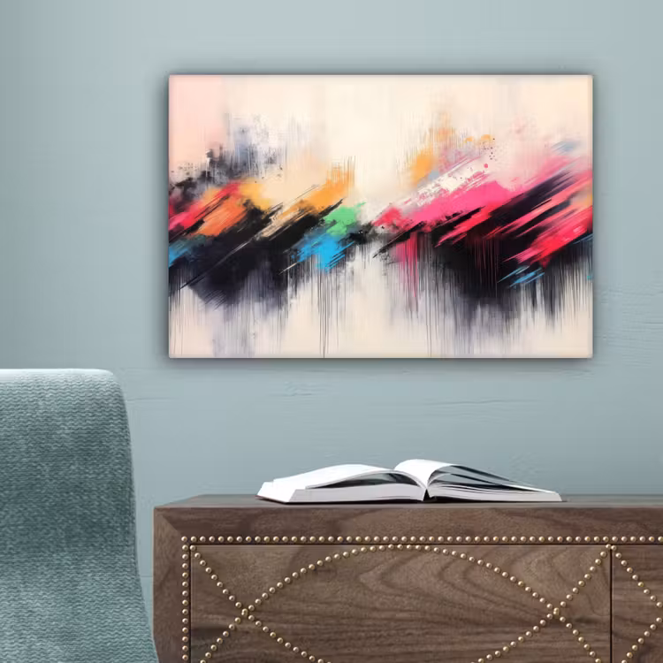Dynamisch - Abstract - Kleurrijk - Zwart canvas 2cm klein -sfeer4