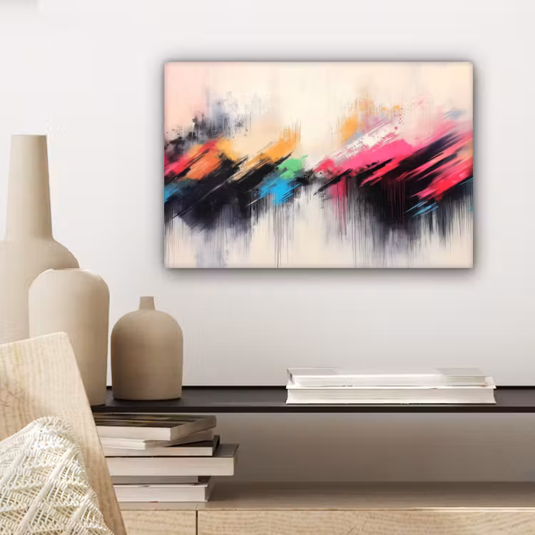 Dynamisch - Abstract - Kleurrijk - Zwart canvas 2cm klein -sfeer6