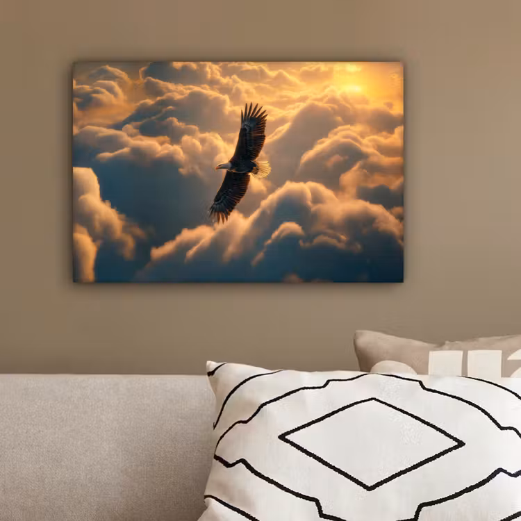 Adelaar - Wolken - Zon canvas 2cm klein -sfeer3