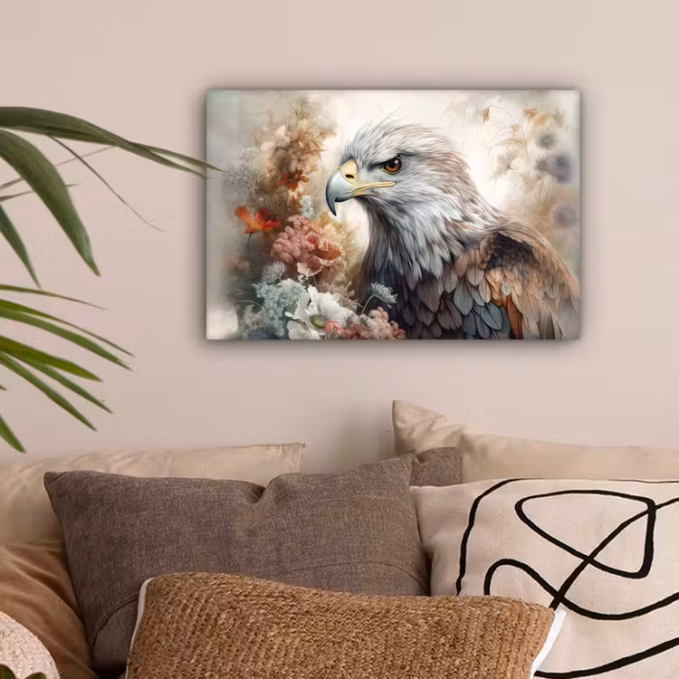 Arend - Adelaar - Vogel - Bloemen - Natuur canvas 2cm klein -sfeer1