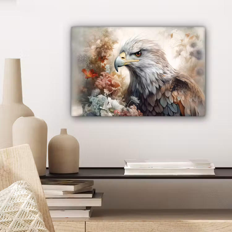 Arend - Adelaar - Vogel - Bloemen - Natuur canvas 2cm klein -sfeer6