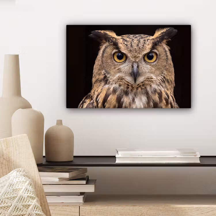 Oehoe - Uil - Portret - Bruin canvas 2cm klein -sfeer6