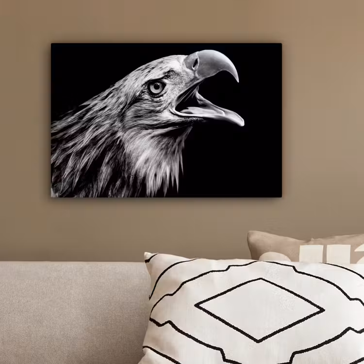 Adelaar - Portret - Roofvogels - Zwart - Wit - Vogel canvas 2cm klein -sfeer3