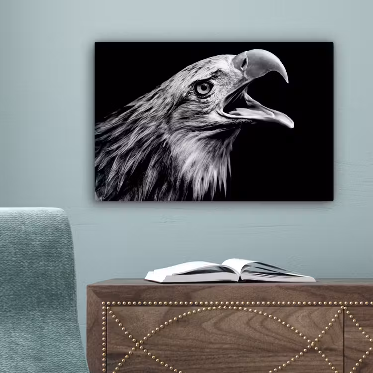 Adelaar - Portret - Roofvogels - Zwart - Wit - Vogel canvas 2cm klein -sfeer4