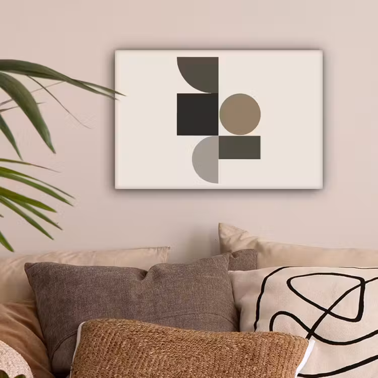 Aardetinten - Abstracte compositie - Eenvoudige vormen canvas 2cm klein -sfeer1
