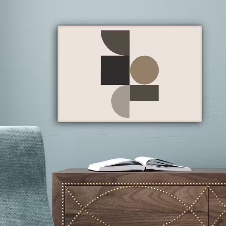 Aardetinten - Abstracte compositie - Eenvoudige vormen canvas 2cm klein -sfeer4