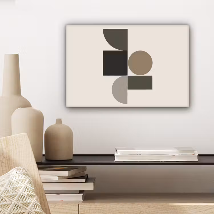 Aardetinten - Abstracte compositie - Eenvoudige vormen canvas 2cm klein -sfeer6