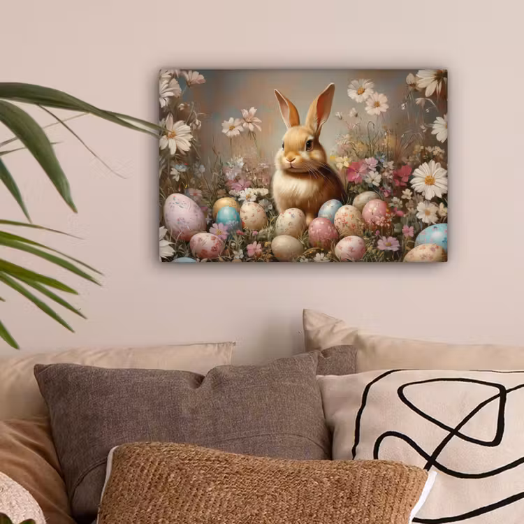 Paashaas - Lente - Paaseieren canvas 2cm klein -sfeer1